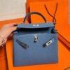 Kelly 25CM Togo Leather R2 Blue Agate Silver Hardware Full Handmade