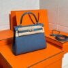 Kelly 25CM Togo Leather R2 Blue Agate Silver Hardware Full Handmade