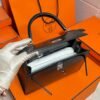 CK89 Black Kelly 25CM Box Leather Silver Hardware Full Handmade