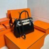 CK89 Black Kelly 25CM Box Leather Silver Hardware Full Handmade