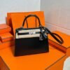 CK89 Black Kelly 25CM Box Leather Silver Hardware Full Handmade