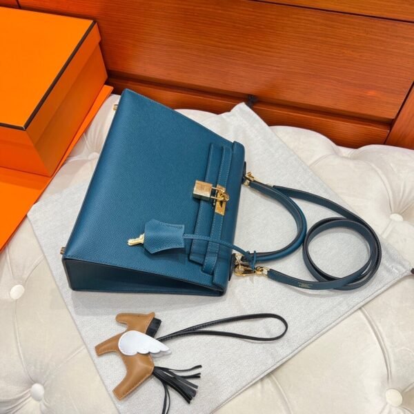 Kelly 25CM Epsom Leather WO Vert Bosphore Gold Hardware Full Handmade