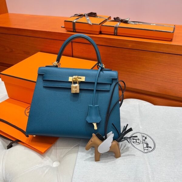 Kelly 25CM Epsom Leather WO Vert Bosphore Gold Hardware Full Handmade