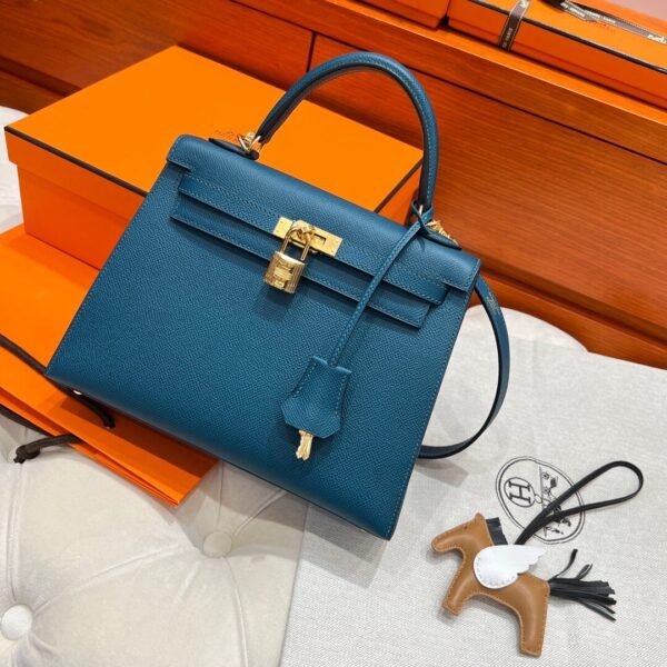 Kelly 25CM Epsom Leather WO Vert Bosphore Gold Hardware Full Handmade