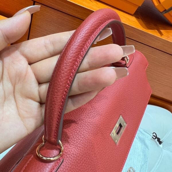 Kelly 32CM Togo Leather S5 Rouge Tomate Rose Gold Hardware