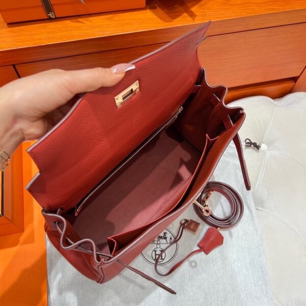 Kelly 32CM Togo Leather S5 Rouge Tomate Rose Gold Hardware