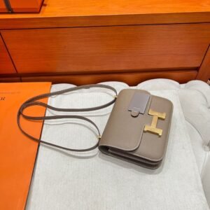 CK18 Etoupe Constance 19CM 1-18 Mirror Epsom Leather Gold Hardware Full Handmade