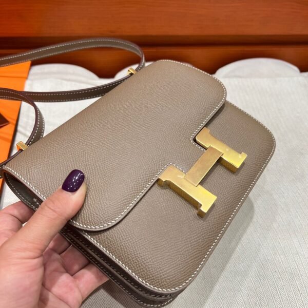 CK18 Etoupe Constance 19CM 1-18 Mirror Epsom Leather Gold Hardware Full Handmade