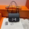 CK89 Black Constance 24CM 1-18 Mirror M Epsom Leather Silver Hardware Full Handmade