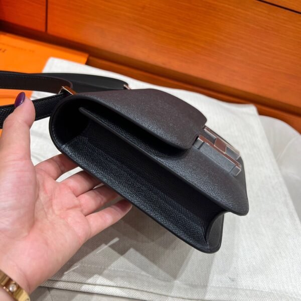 CK89 Black Constance 24CM 1-18 Mirror M Epsom Leather Silver Hardware Full Handmade
