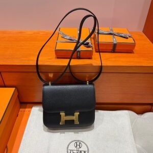 CK89 Black Constance 19CM Chever Leather Gold Hardware Full Handmade
