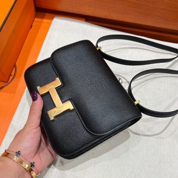 CK89 Black Constance 19CM Chever Leather Gold Hardware Full Handmade