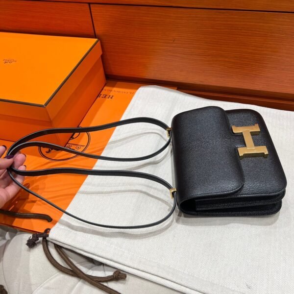 CK89 Black Constance 19CM Chever Leather Gold Hardware Full Handmade
