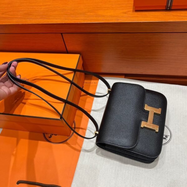 CK89 Black Constance 19CM Chever Leather Gold Hardware Full Handmade
