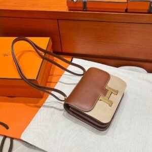 CK37 Gold Constance 19CM Barenia Leather Gold Hardware Full Handmade