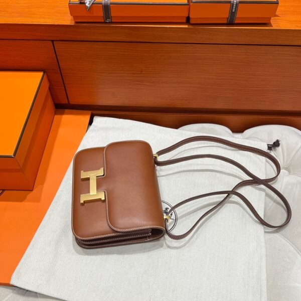 CK37 Gold Constance 19CM Barenia Leather Gold Hardware Full Handmade