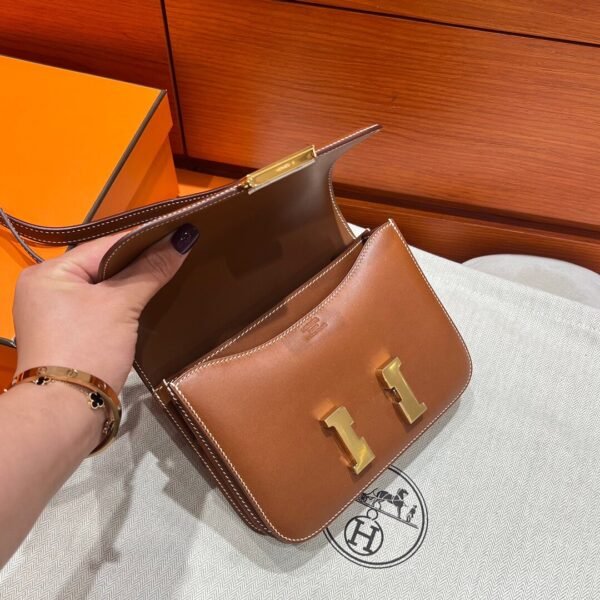 CK37 Gold Constance 19CM Barenia Leather Gold Hardware Full Handmade