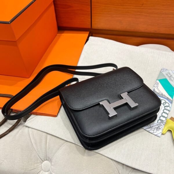 Ck89 Black/Noir Constance 19CM Epsom Leather Silver Hardware Full Handmade