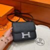CK89 Black Constance 19CM 1-18 Mirror M Epsom Leather Silver Hardware Full Handmade