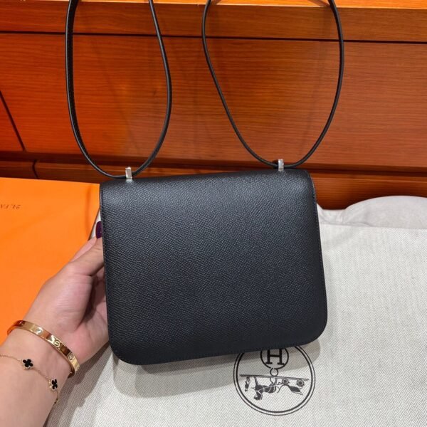 CK89 Black Constance 19CM 1-18 Mirror M Epsom Leather Silver Hardware Full Handmade