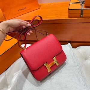 Q5 Rouge Casaque Constance 24CM Epsom Leather Gold Hardware Full Handmade