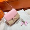 3Q Rose Sakura Constance 19CM Epsom Leather Silver Hardware Full Handmade