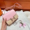 3Q Rose Sakura Constance 19CM Epsom Leather Silver Hardware Full Handmade