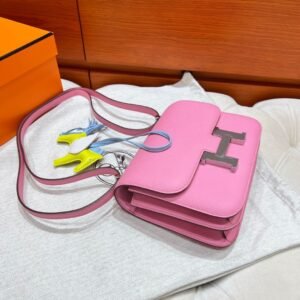 5P Pink Constance 19CM Epsom Leather Silver Hardware Full Handmade
