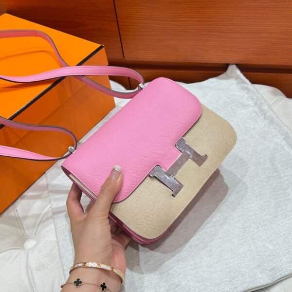 5P Pink Constance 19CM Epsom Leather Silver Hardware Full Handmade