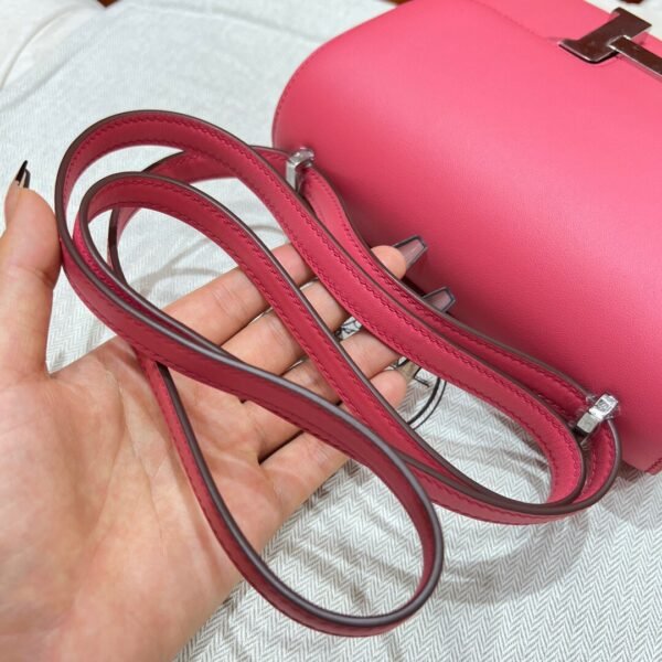 U5 Rose Lipstick Constance 19CM Swift Leather Silver Hardware Full Handmade