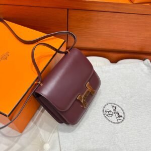 55 Rouge Constance 19CM Box Leather Gold Hardware Full Handmade