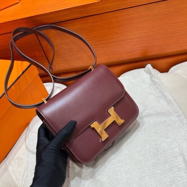 55 Rouge Constance 19CM Box Leather Gold Hardware Full Handmade