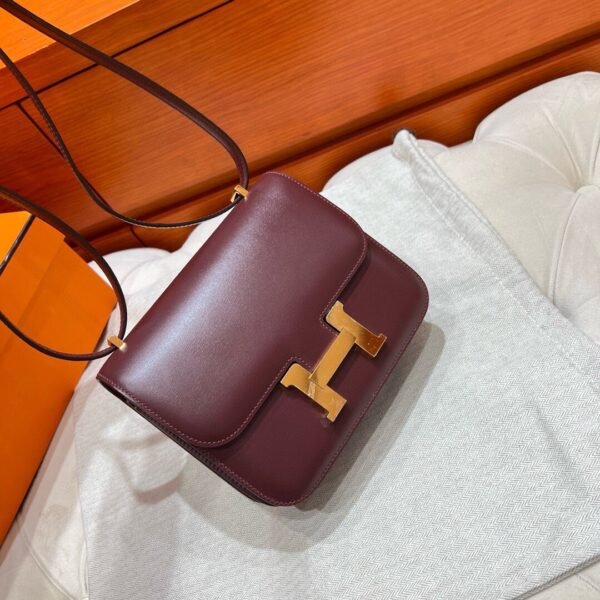 55 Rouge Constance 19CM Box Leather Gold Hardware Full Handmade