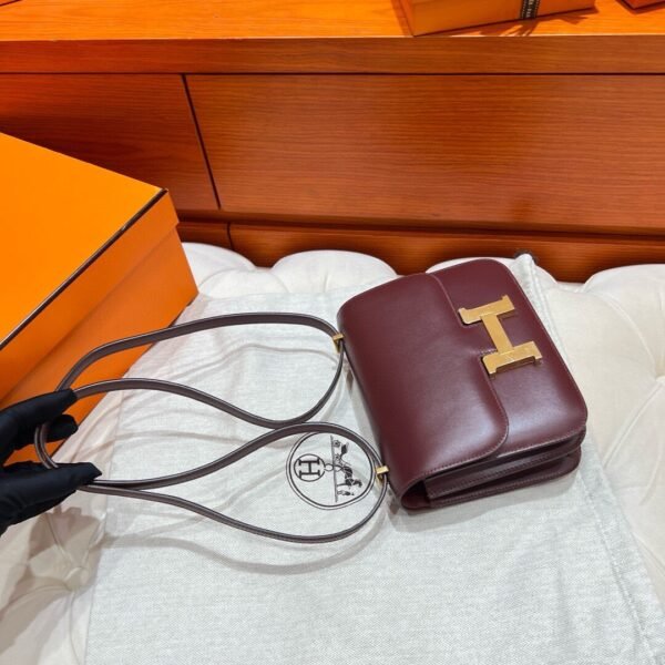 55 Rouge Constance 19CM Box Leather Gold Hardware Full Handmade