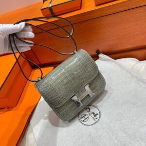 81 Gris Touretelle Constance 19CM Alligator Leather Silver Hardware Full Handmade