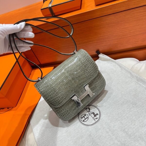 81 Gris Touretelle Constance 19CM Alligator Leather Silver Hardware Full Handmade