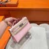 3Q Rose Sakura Kelly Pochette Swift Leather Silver Hardware Full Handmade