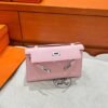 3Q Rose Sakura Kelly Pochette Swift Leather Silver Hardware Full Handmade