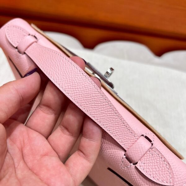 3Q Rose Sakura Kelly Pochette Swift Leather Silver Hardware Full Handmade