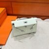 OS Vert Fizz Kelly Pochette Swift Leather Silver Hardware Full Handmade