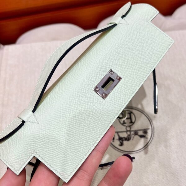 OS Vert Fizz Kelly Pochette Swift Leather Silver Hardware Full Handmade