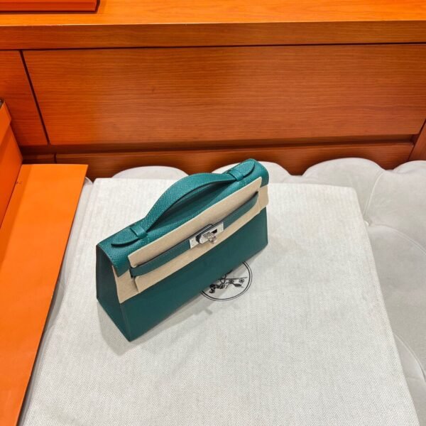 Z6 Malachite Kelly Pochette Epsom Leather Silver Hardware Full Handmade