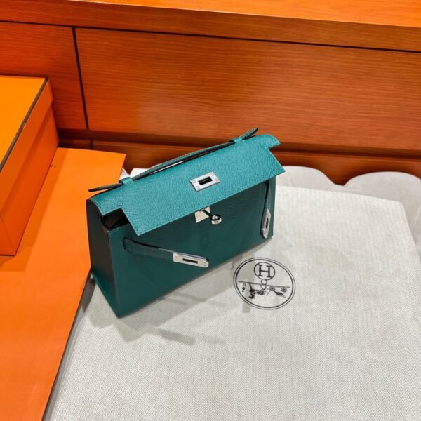 Z6 Malachite Kelly Pochette Epsom Leather Silver Hardware Full Handmade