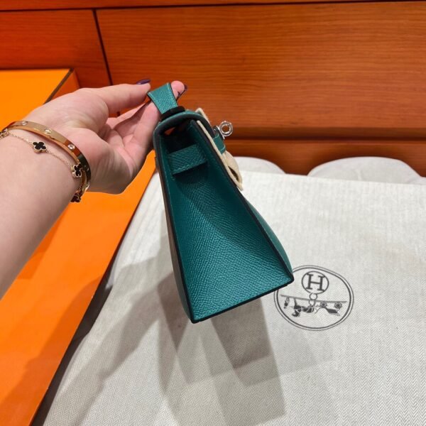 Z6 Malachite Kelly Pochette Epsom Leather Silver Hardware Full Handmade