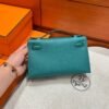 Z6 Malachite Kelly Pochette Epsom Leather Silver Hardware Full Handmade