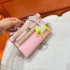 3Q Rose Sakura Kelly Pochette Swift Leather Silver Hardware Full Handmade