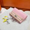 3Q Rose Sakura Kelly Pochette Swift Leather Silver Hardware Full Handmade