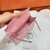 3Q Rose Sakura Kelly Pochette Swift Leather Silver Hardware Full Handmade