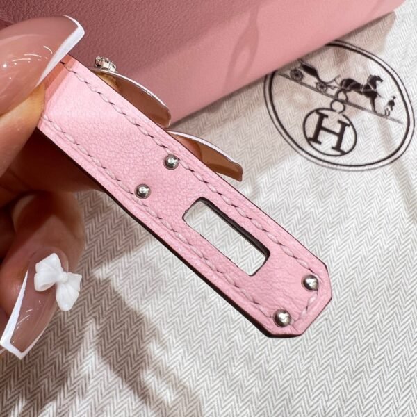 3Q Rose Sakura Kelly Pochette Swift Leather Silver Hardware Full Handmade