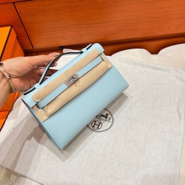 U2 Zephyr Blue Kelly Pochette Epsom Leather Silver Hardware Full Handmade